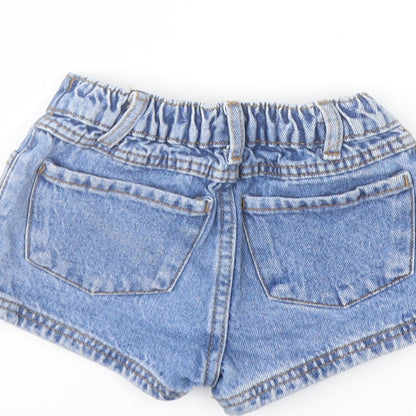 Denim & Co. Girls Blue Geometric Cotton Cut-Off Shorts Size 2-3 Years Regular Snap