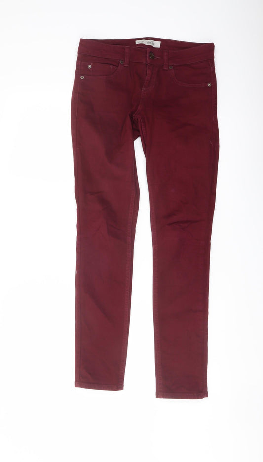 Topshop Womens Red Cotton Straight Jeans Size 26 in L30 in Regular Button