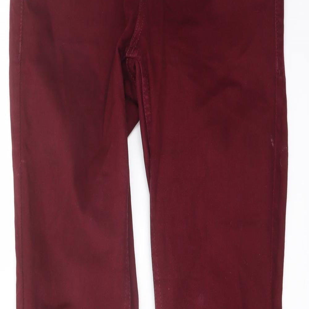 Topshop Womens Red Cotton Straight Jeans Size 26 in L30 in Regular Button