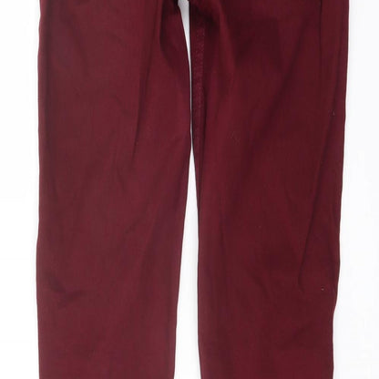 Topshop Womens Red Cotton Straight Jeans Size 26 in L30 in Regular Button