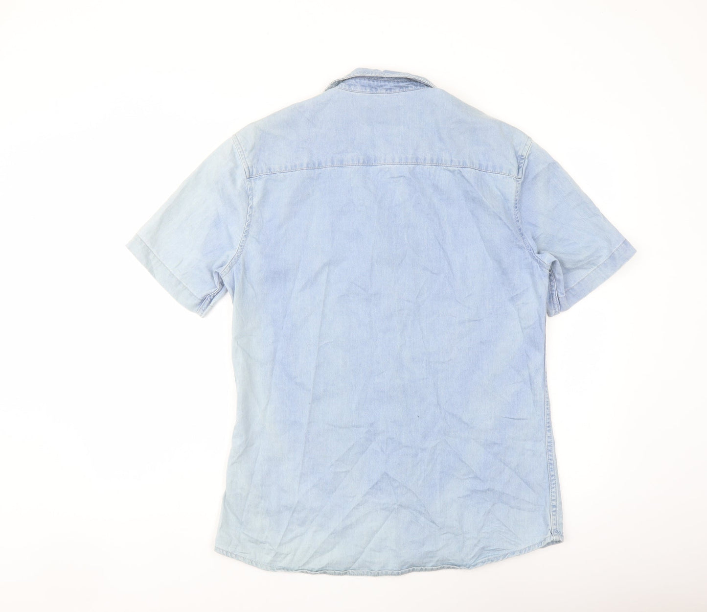 Topman Mens Blue Cotton Button-Up Size M Collared Button