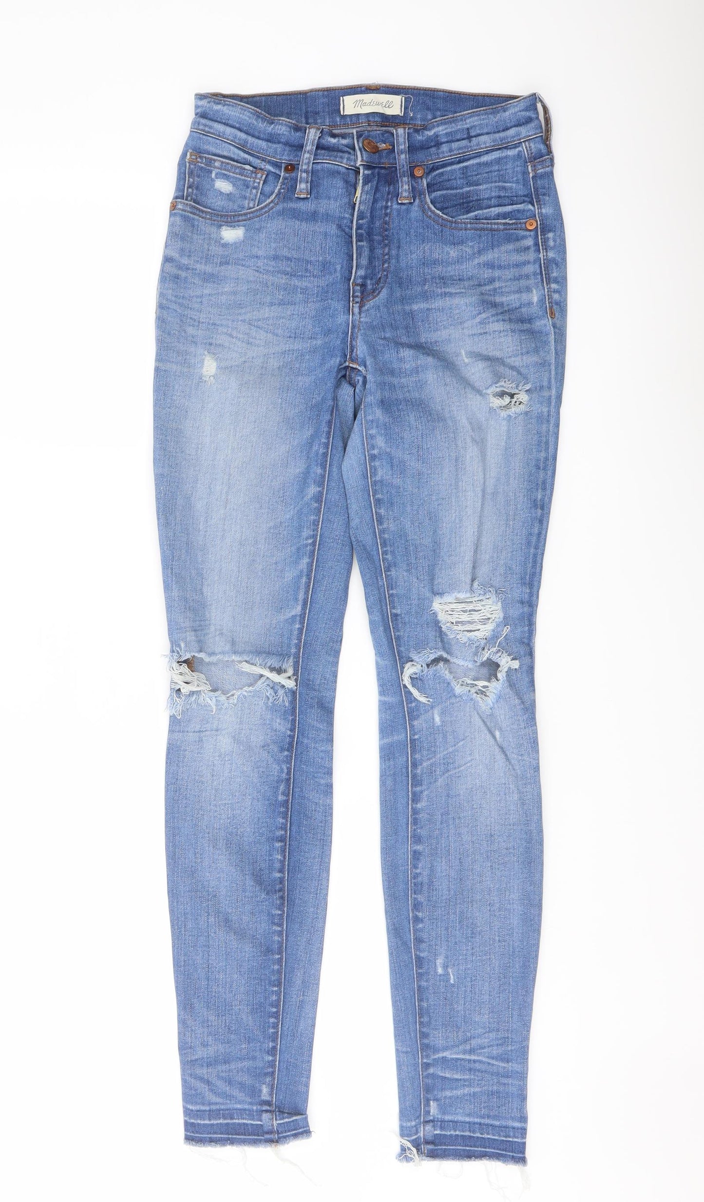 Madewell Womens Blue Cotton Skinny Jeans Size 24 in L29 in Regular Button