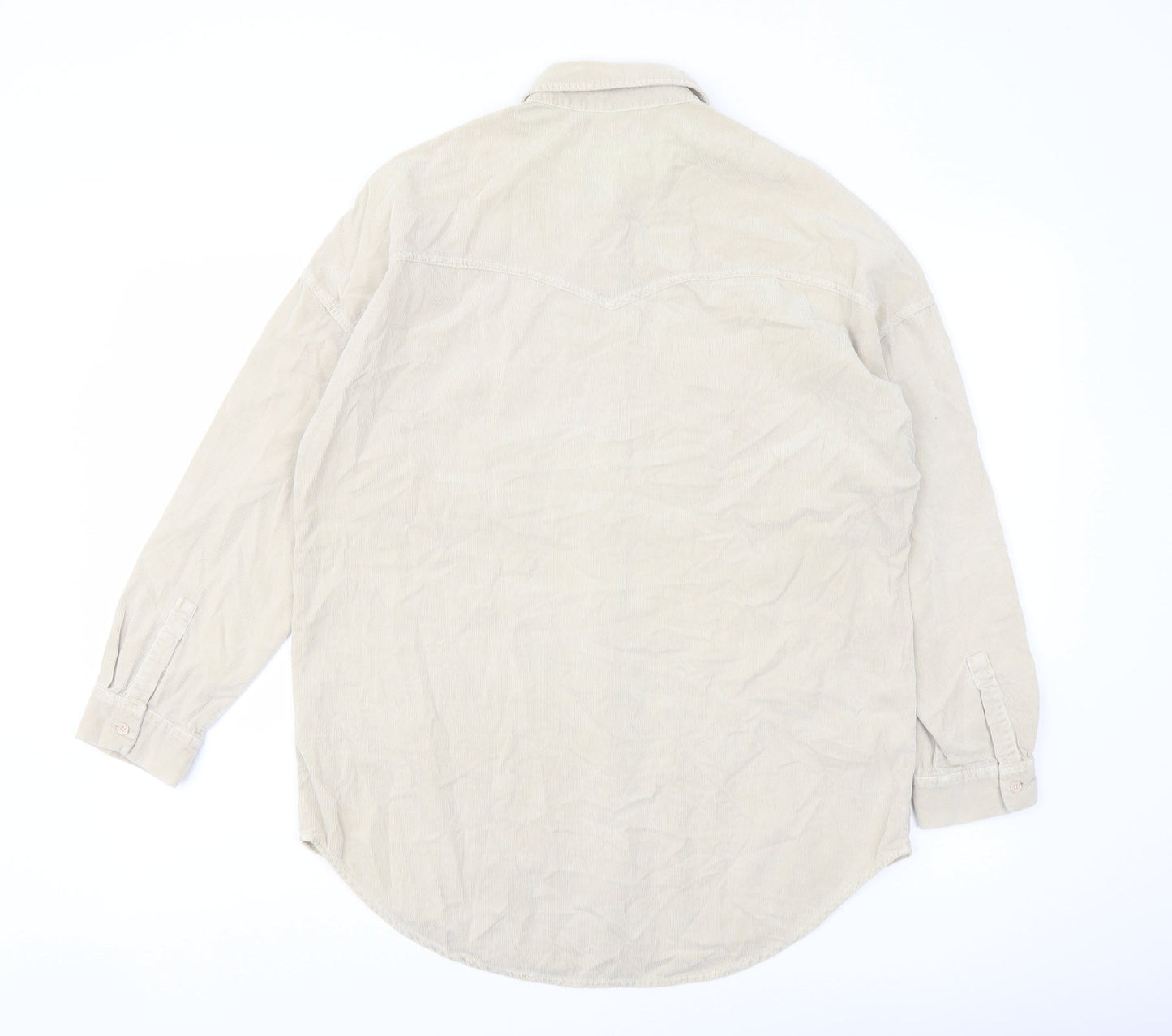 Womens UK Size S Pull&Bear Beige Basic Button-Up
