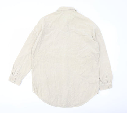 Womens UK Size S Pull&Bear Beige Basic Button-Up