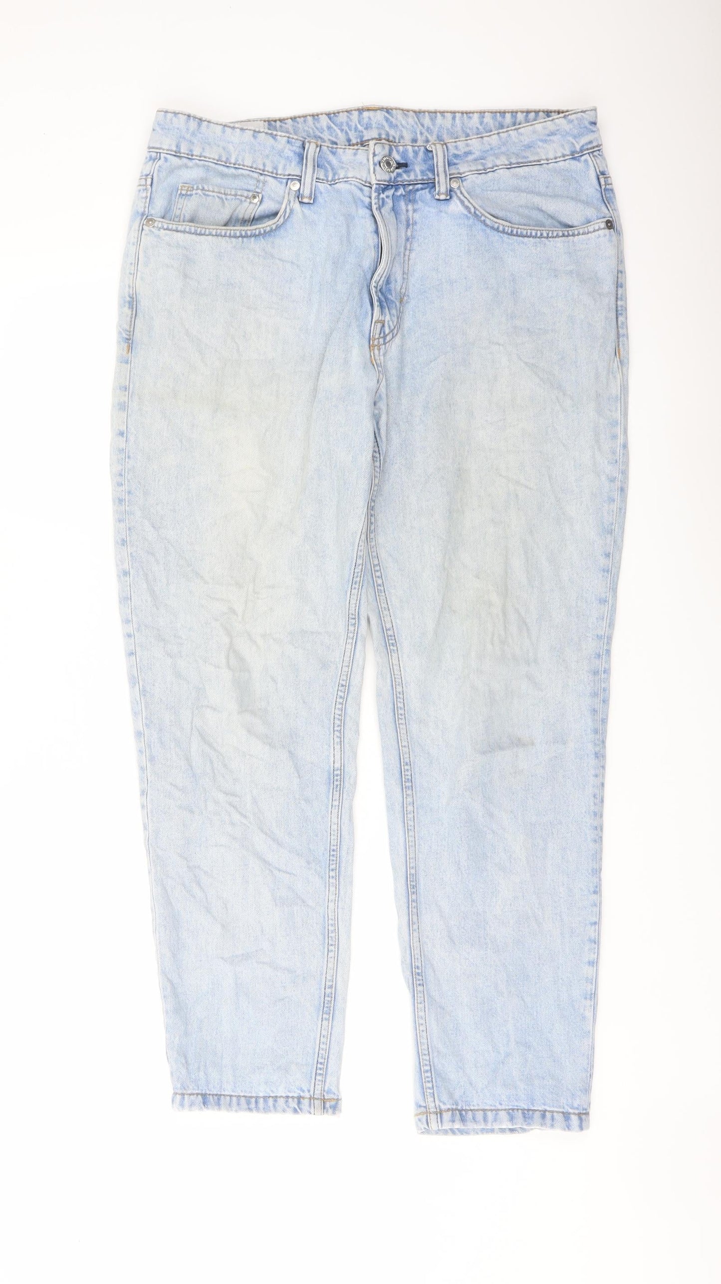 H&M Mens Blue Cotton Tapered Jeans Size 33 in L32 in Regular Button