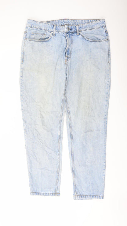 H&M Mens Blue Cotton Tapered Jeans Size 33 in L32 in Regular Button