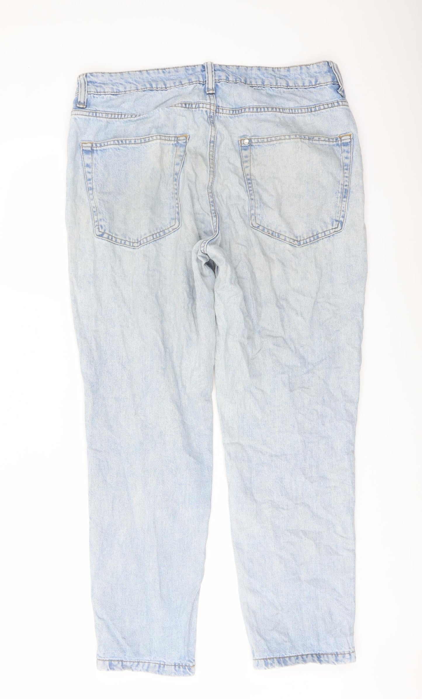 H&M Mens Blue Cotton Tapered Jeans Size 33 in L32 in Regular Button