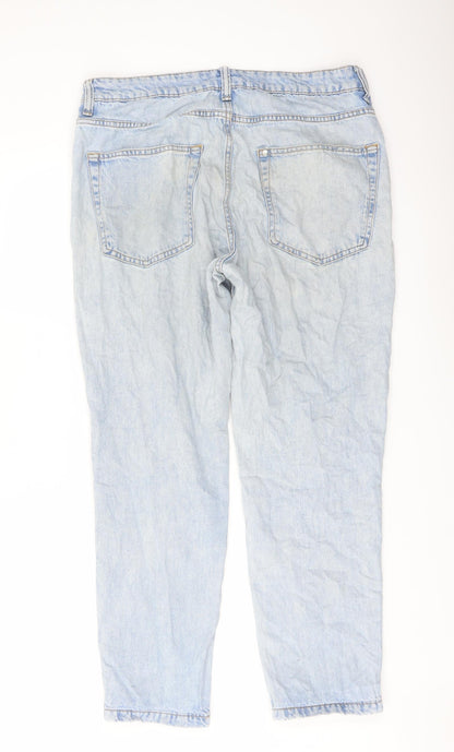 H&M Mens Blue Cotton Tapered Jeans Size 33 in L32 in Regular Button