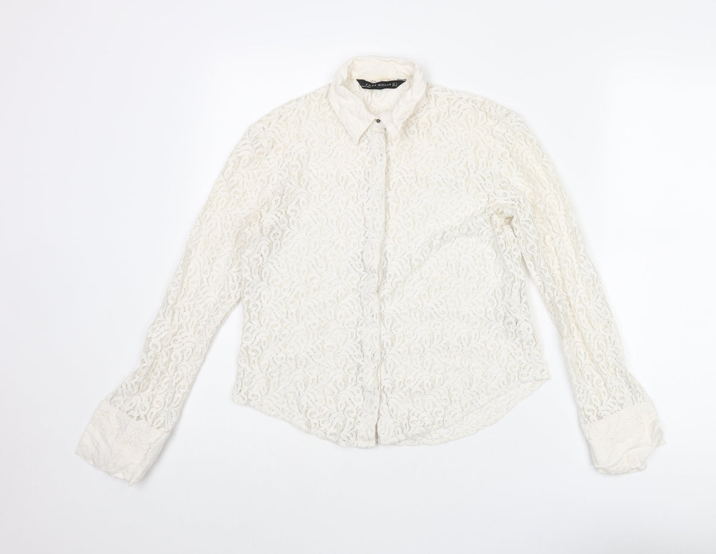 Womens UK Size S Zara Ivory Basic Blouse