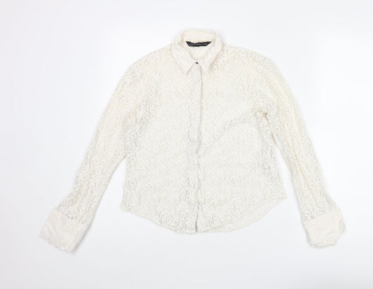 Womens UK Size S Zara Ivory Basic Blouse