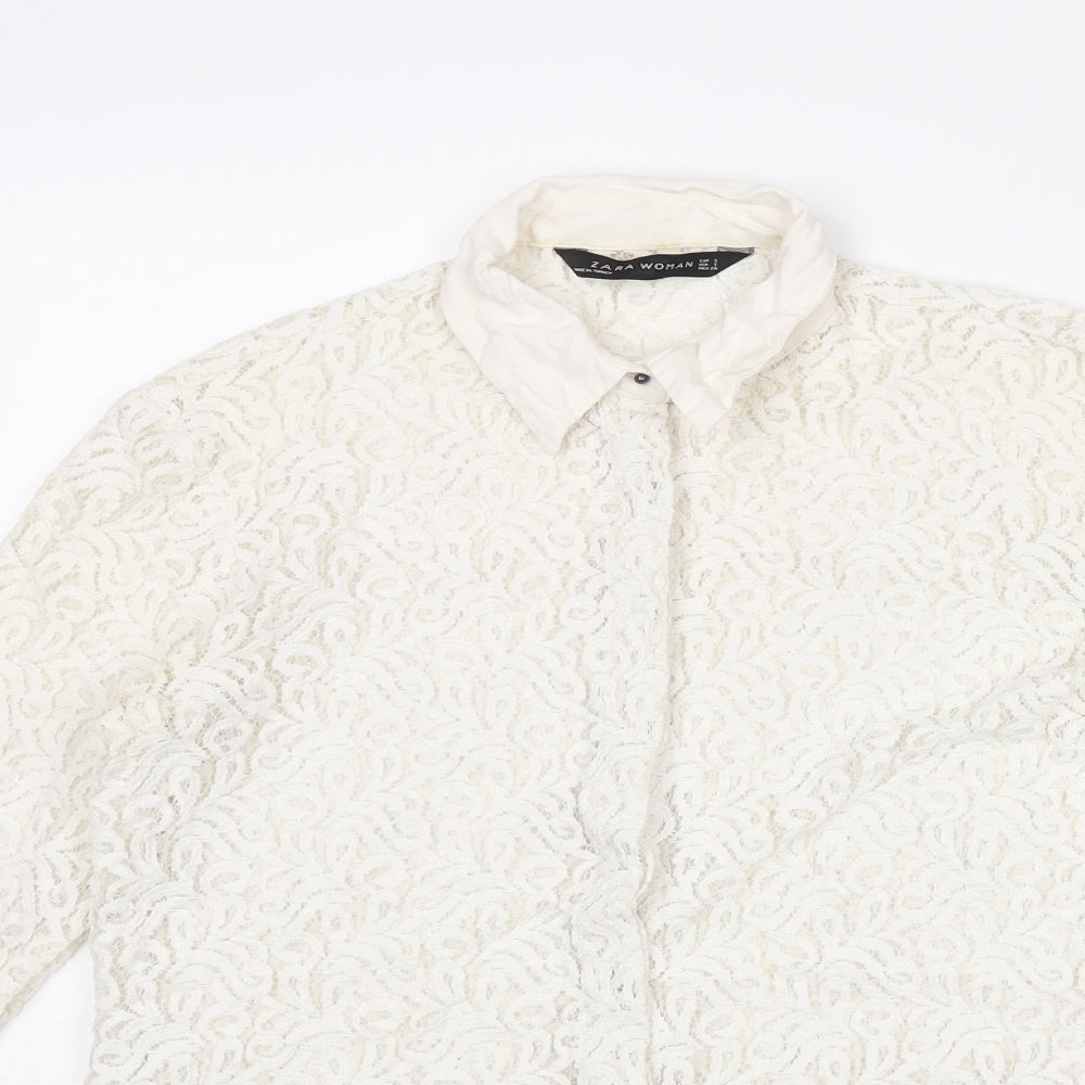 Womens UK Size S Zara Ivory Basic Blouse