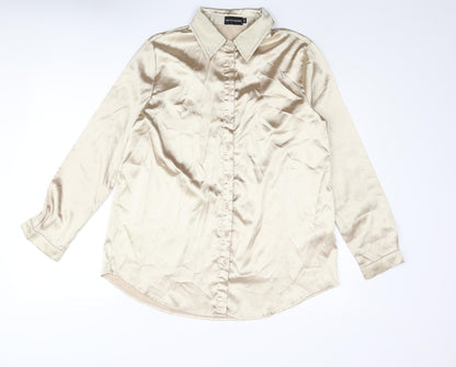 Womens UK Size S PRETTYLITTLETHING Gold Basic Button-Up