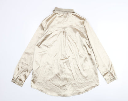Womens UK Size S PRETTYLITTLETHING Gold Basic Button-Up