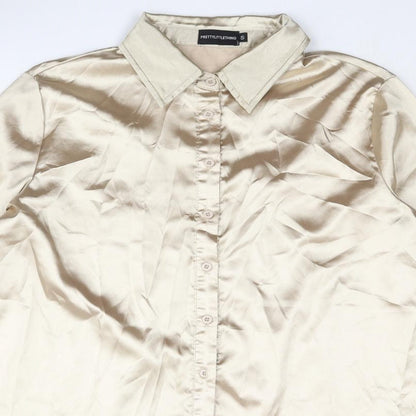 Womens UK Size S PRETTYLITTLETHING Gold Basic Button-Up