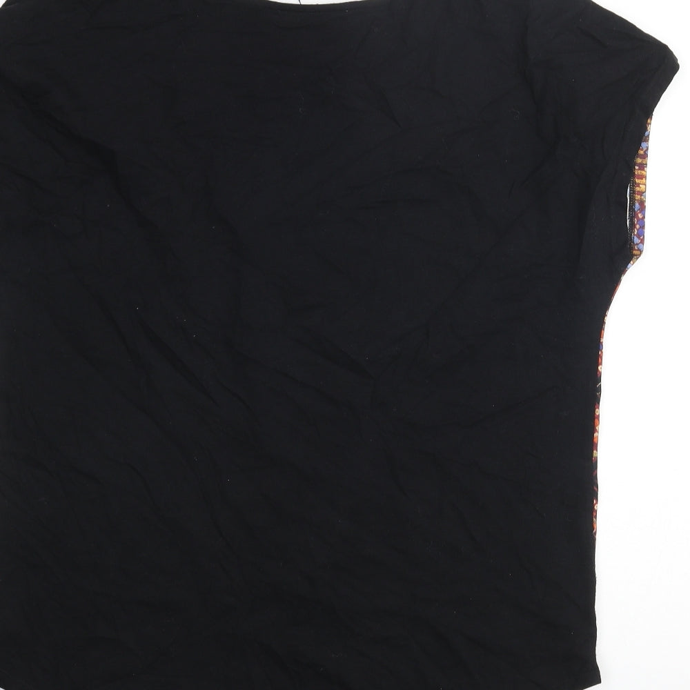 Womens UK Size 10 Indigo Multicoloured Basic Blouse