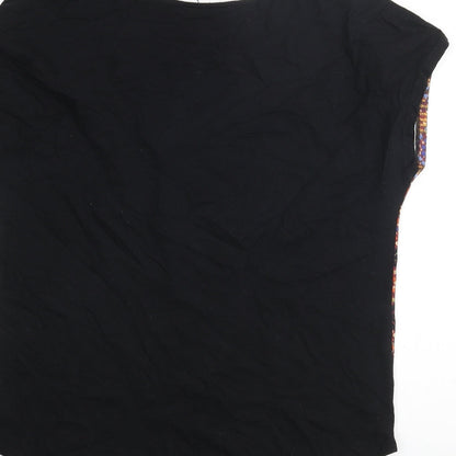 Womens UK Size 10 Indigo Multicoloured Basic Blouse
