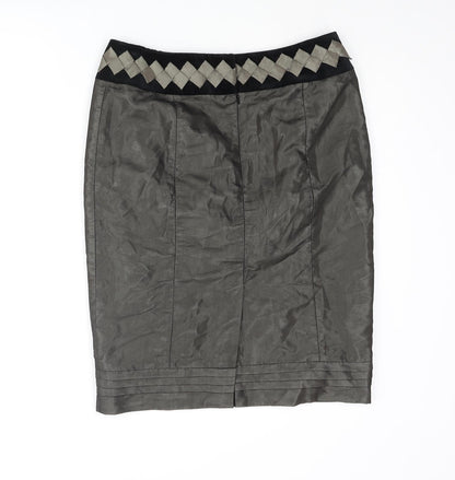 NEXT Womens Black Polyester Straight & Pencil Skirt Size 30 in Zip - Velvet Waistband Detail