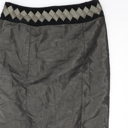 NEXT Womens Black Polyester Straight & Pencil Skirt Size 30 in Zip - Velvet Waistband Detail