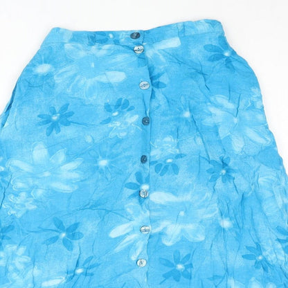Peepers Womens Black Floral Viscose A-Line Skirt Size 26 in Button