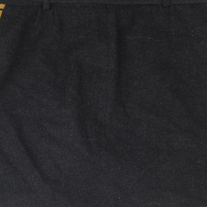 Zoe Karssen Womens Black Wool Mini Skirt Size M Zip - Belted Tiger Print Side Taping