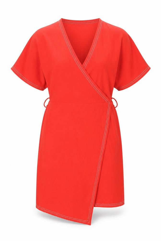 NEXT Womens Red Polyester Shift Size 10 V-Neck Zip