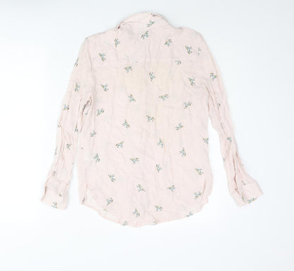 Topshop Womens Pink Geometric Viscose Basic Button-Up Size 6 Collared - Unicorn Pattern