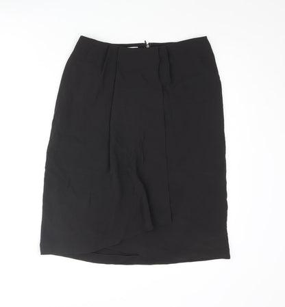 Max Mara Womens Black Cupro Straight & Pencil Skirt Size 10 Zip - Wrap Style