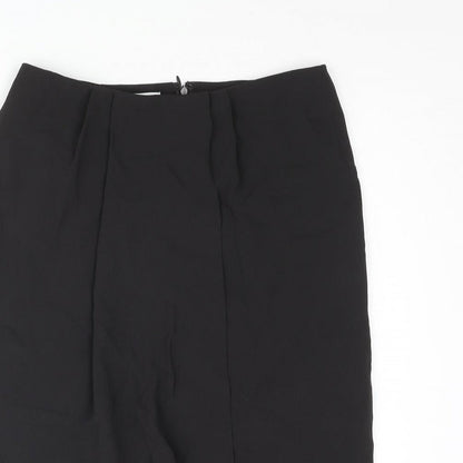 Max Mara Womens Black Cupro Straight & Pencil Skirt Size 10 Zip - Wrap Style
