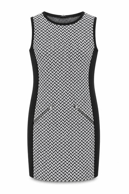 Select Womens Black Geometric Polyester Bodycon Size 10 Round Neck Pullover - Zip