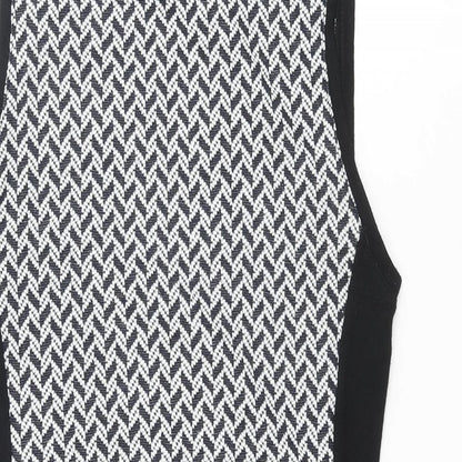 Select Womens Black Geometric Polyester Bodycon Size 10 Round Neck Pullover - Zip