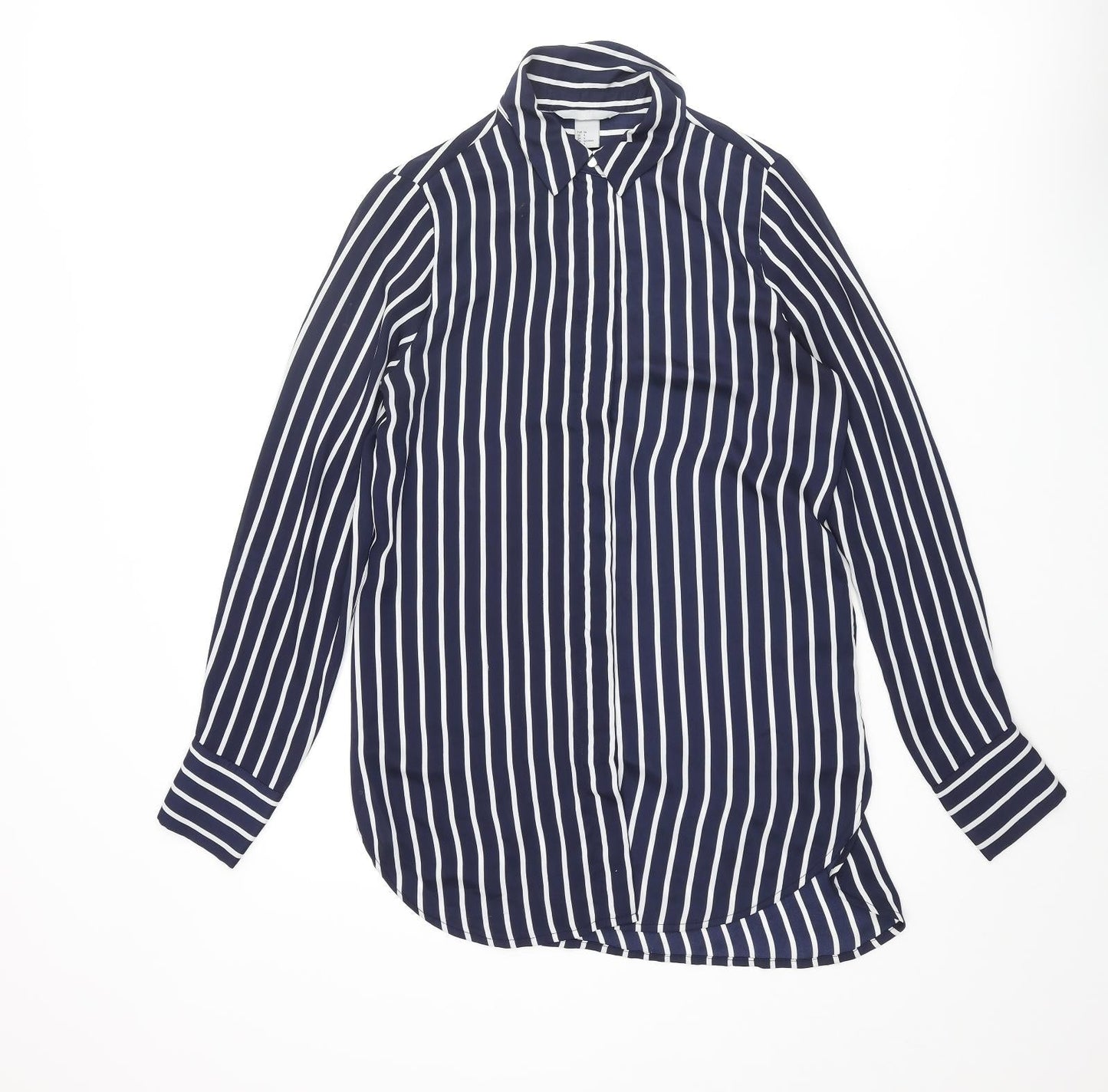 Womens UK Size 8 H&M Blue Basic Button-Up
