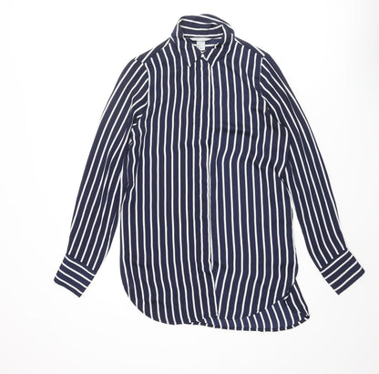 Womens UK Size 8 H&M Blue Basic Button-Up