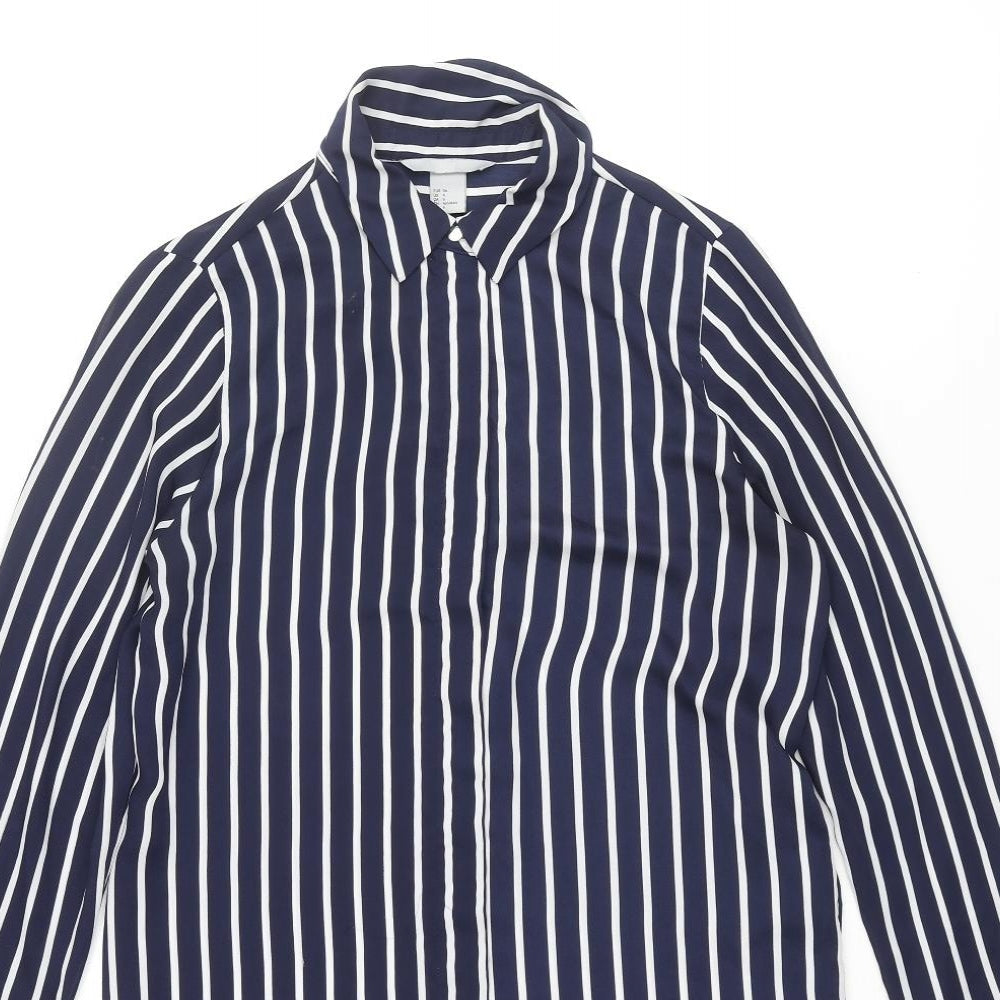 Womens UK Size 8 H&M Blue Basic Button-Up