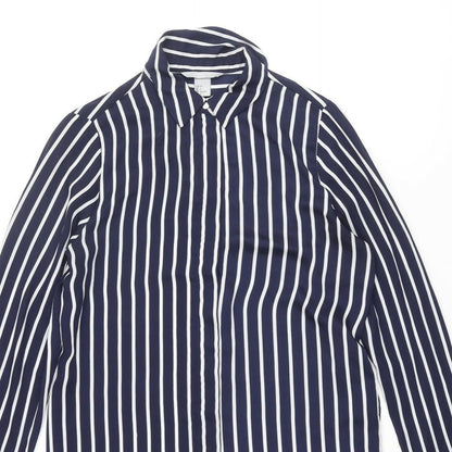 Womens UK Size 8 H&M Blue Basic Button-Up