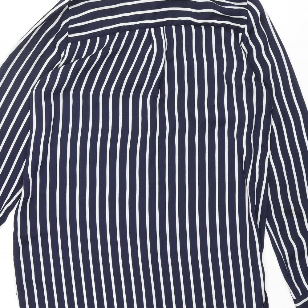 Womens UK Size 8 H&M Blue Basic Button-Up