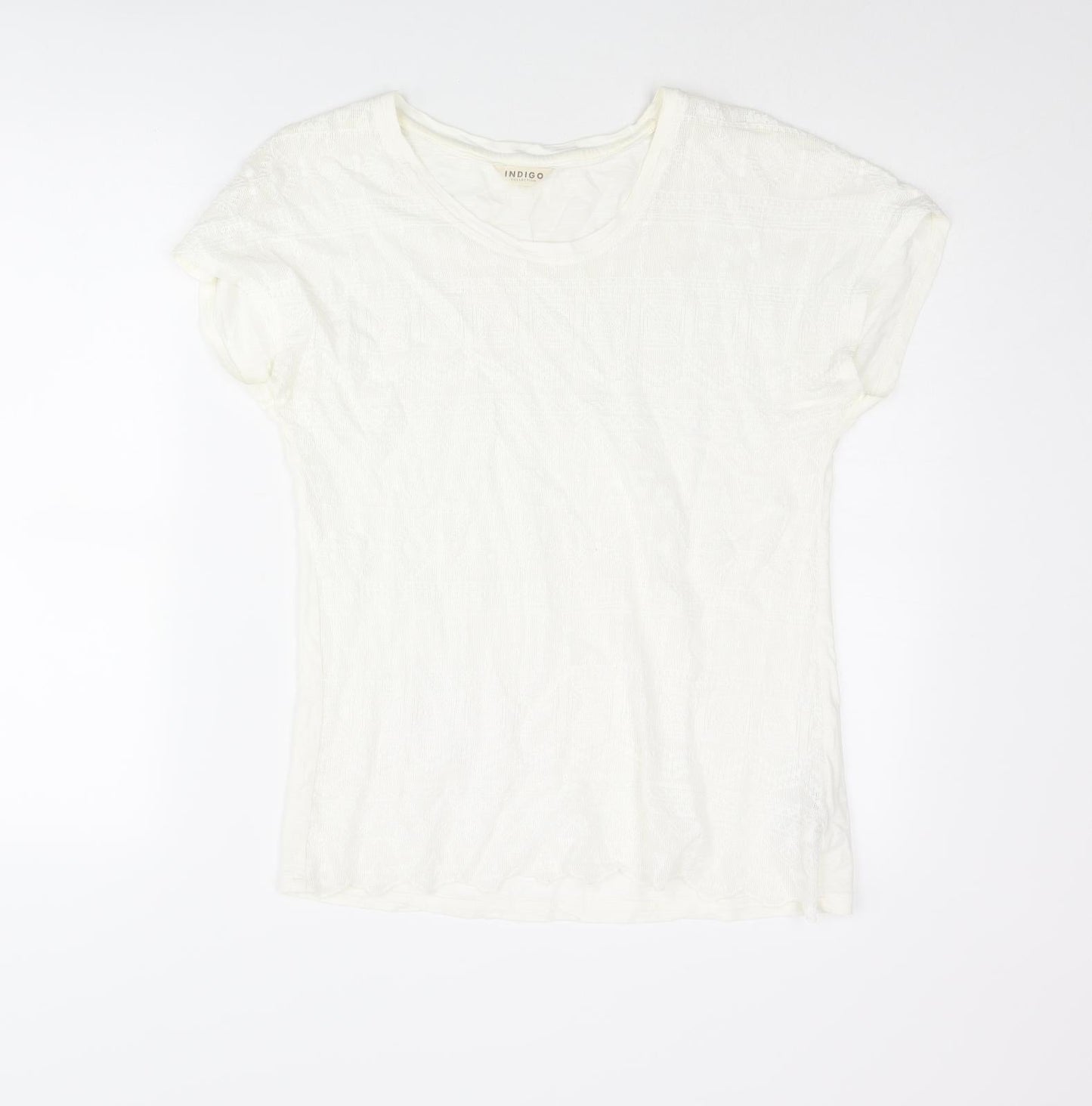 Womens UK Size 10 Indigo Ivory Basic Blouse