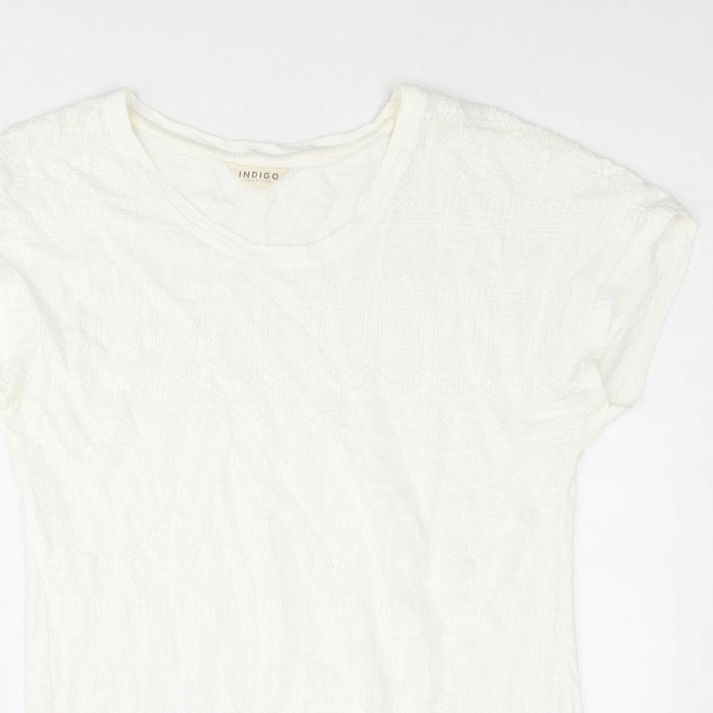 Womens UK Size 10 Indigo Ivory Basic Blouse