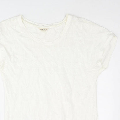 Womens UK Size 10 Indigo Ivory Basic Blouse