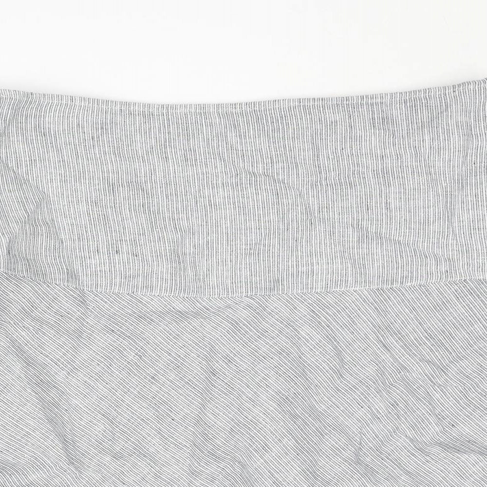 Marks and Spencer Womens Blue Striped Linen A-Line Skirt Size 12 Zip