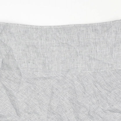 Marks and Spencer Womens Blue Striped Linen A-Line Skirt Size 12 Zip