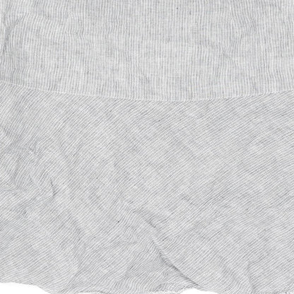 Marks and Spencer Womens Blue Striped Linen A-Line Skirt Size 12 Zip