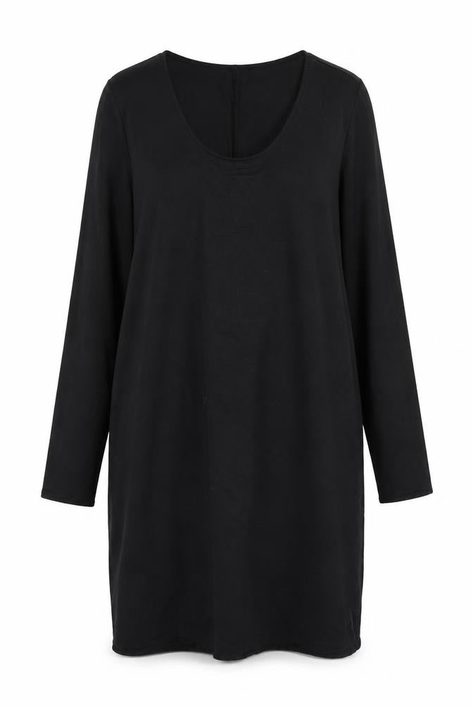 VILA Womens Black Polyester Shift Size L Scoop Neck Pullover - Belted