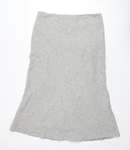 Kaliko Womens Grey Polka Dot Viscose Maxi Skirt Size 18 Zip