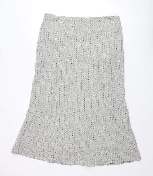Kaliko Womens Grey Polka Dot Viscose Maxi Skirt Size 18 Zip