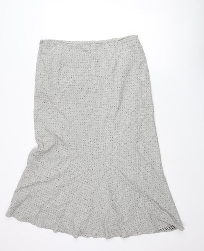 Kaliko Womens Grey Polka Dot Viscose Maxi Skirt Size 18 Zip