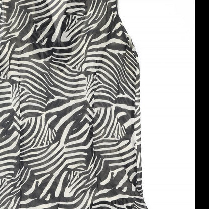 H&M Womens Black Animal Print Polyester Basic Blouse Size 8 V-Neck - Wrap Style Zebra Print