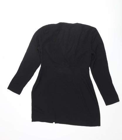 ASOS Womens Black Polyester Mini Size 10 V-Neck Zip - Knot Detail Cut Out