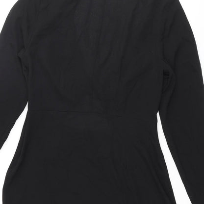 ASOS Womens Black Polyester Mini Size 10 V-Neck Zip - Knot Detail Cut Out