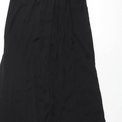 Stradivarius Womens Black Polyester Slip Dress Size XS Sweetheart Tie - Keyhole Drawstring Front