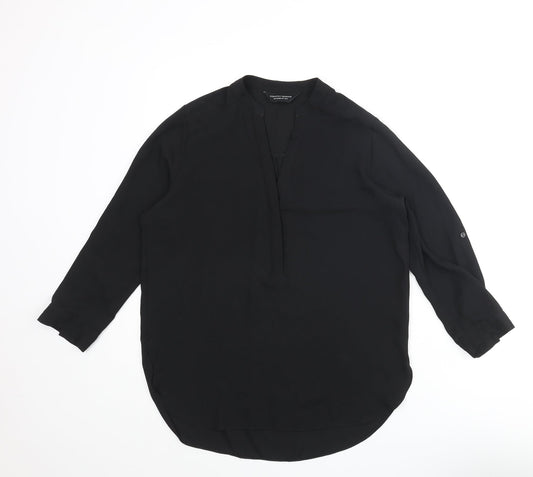 Dorothy Perkins Womens Black Polyester Basic Blouse Size 8 V-Neck